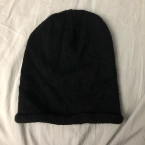 Black, rolled brim knit beanie